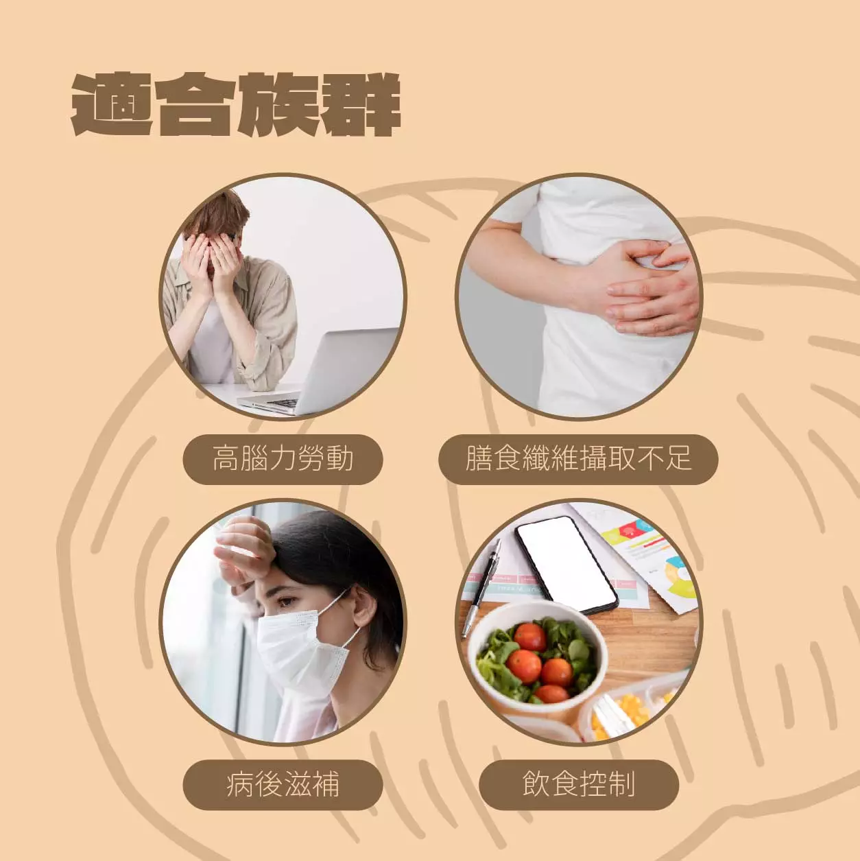 無毒猴頭菇適合需：高腦力勞動/膳食纖維攝取不足/病後滋補/飲食控制的族群