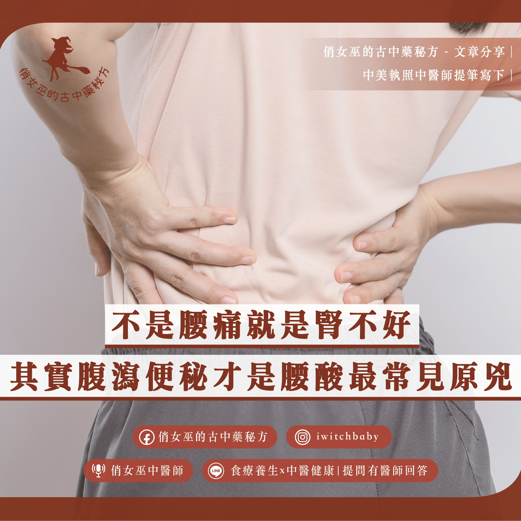 不是腰痛就是腎不好？其實腹瀉、便秘才是腰酸最常見原兇，示意圖呈現腰部不適與消化系統相關的中醫觀點解析